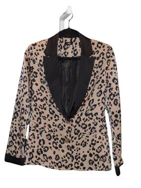 Lea Leopard Print Blazer with Black Trim